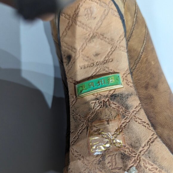 L.A.M.B brown leather peeptoe stilletto - Picture 11 of 12